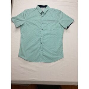 Craft Flow Mens Short Sleeve Button Down Shirt Blue Dot Print - Large